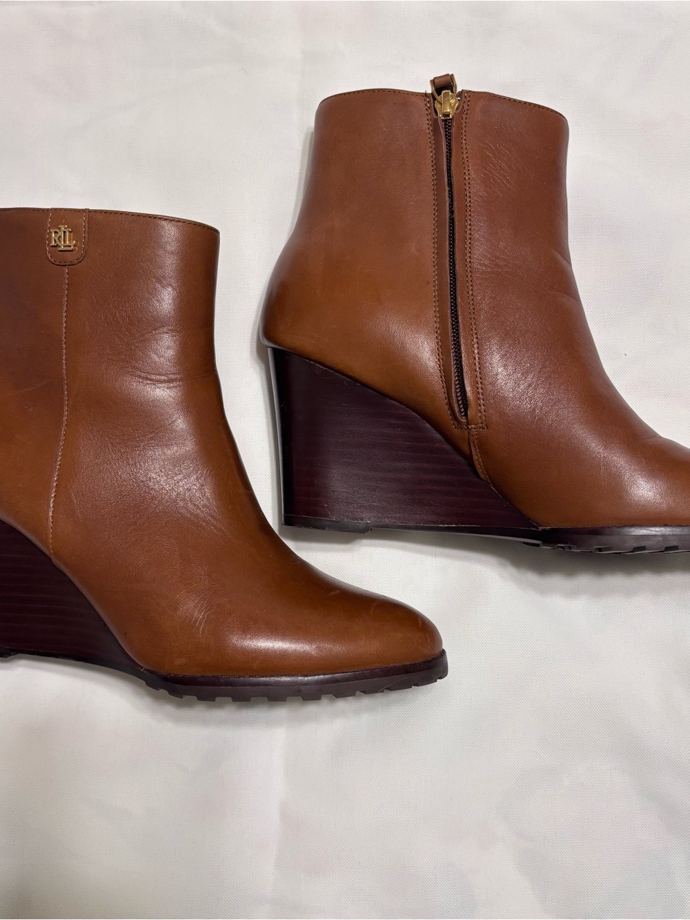 Stanley Brown Leather Wedge Ankle Boots - Picture 2 of 8